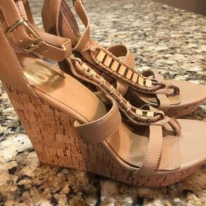 Taupe wedge sandals